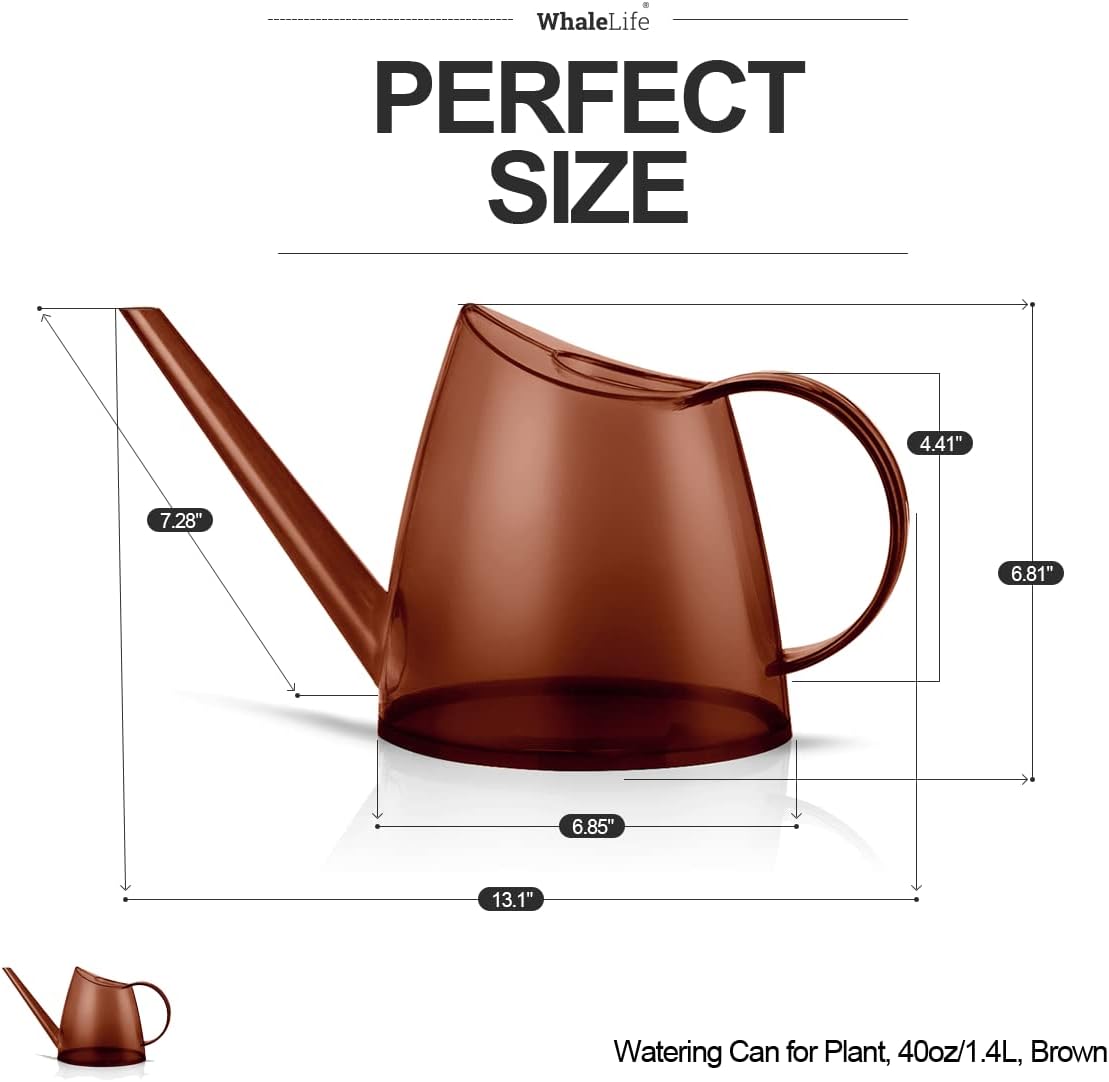 WhaleLife Indoor Watering Can for House Bonsai Plants (1.4L, Brown)