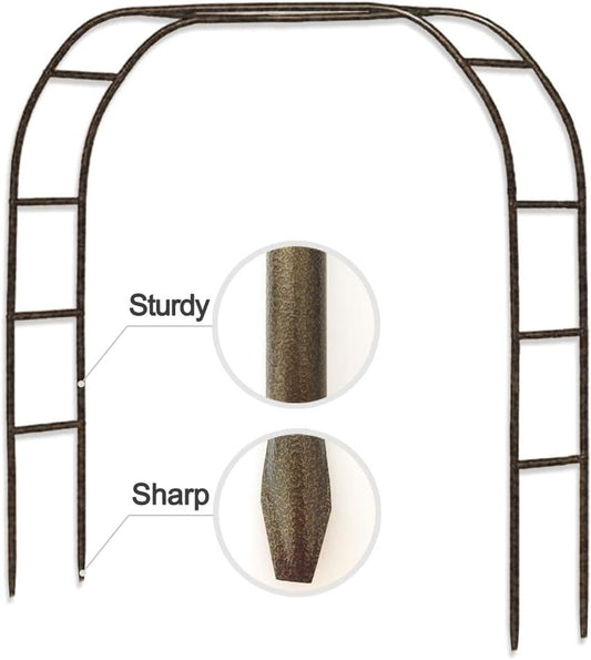 Metal Garden Arch,7.8 Feet High x 5.5 Feet Wide Sturdy Metal Arbor with Sharp Ends for Climbing Vines and Plants,Weddings Quinceaneras Party Decoration