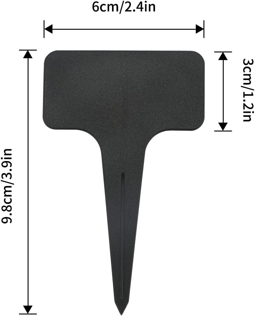 KINGLAKE 100 Pcs Waterproof Thick Plastic Black Plant Tags T Type Nursery Garden Labels