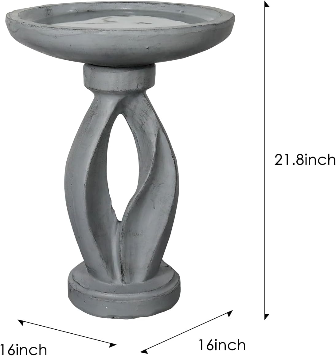 SunJet 21.8 Inch Heigh Modern Concrete Bird Bath – Sleek & Minimalist Design, birdbath Sturdy & Elegant, Enhances Garden, Patio, Yard, Lawn Décor