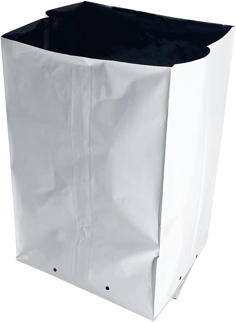 Poly Grow Bag Planters 1 Gallon Grow Bag, 50 Pack Panda Film, Black and White