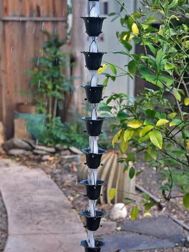 Nutshell Stores Flower Cups Rain Chain - Black - 20 Feet