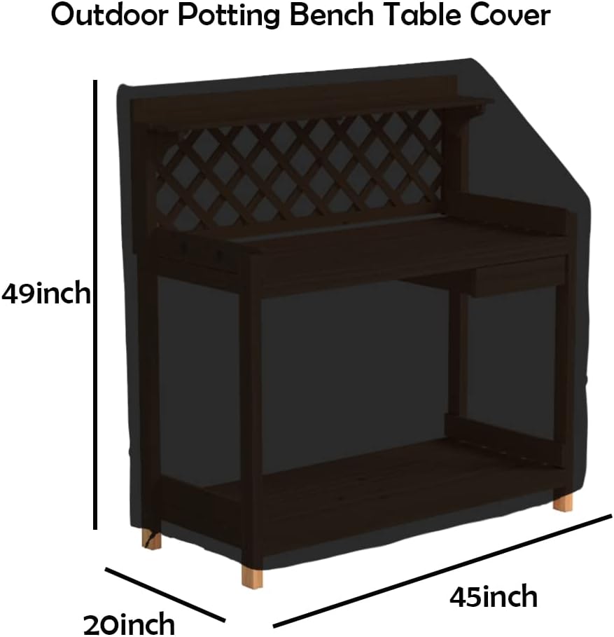 Outdoor Garden Potting Bench Table Cover Waterproof, 45" L x 20" W x 49" H