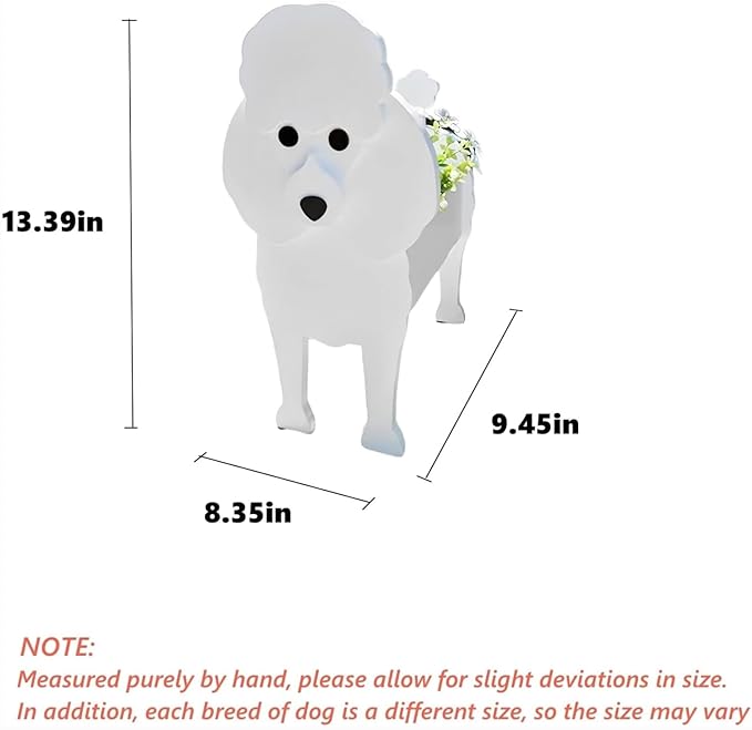 Poodle Dog Planter Plant Pots,Cute Garden Dog Flower Planter,Dog Planters Birthday Gifts for Women,Office,Indoor/Outdoor Decor（9.45 * 8.35 * 13.39in）
