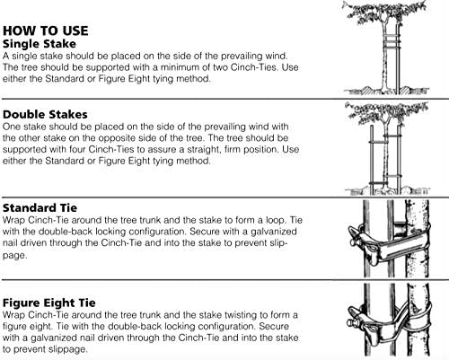 USA MADE - (50-Pack) Universal Tree Ties 32" - Professional Gardener Style Self Locking Straps Includes Nail (50-PACK)