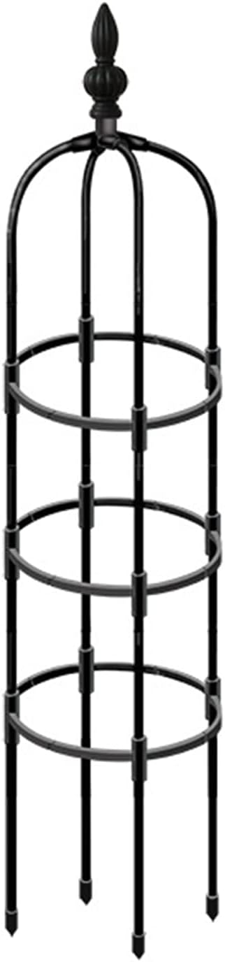 Tower Obelisk Garden Trellis, Metal Obelisk Plant Support Gardening Climbing Frame for Outdoor Indoor Climbing Plants, Black (Black, 1.5m / 4.9ft)
