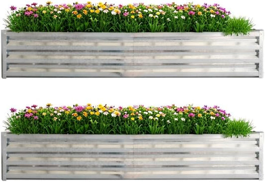 Raised Garden Bed, Raised Beds for Gardening Outdoor for Vegetables and Flowers Ground Planter Box, Galvanized Metal Planter Grow Garden Box，8x4x1ft