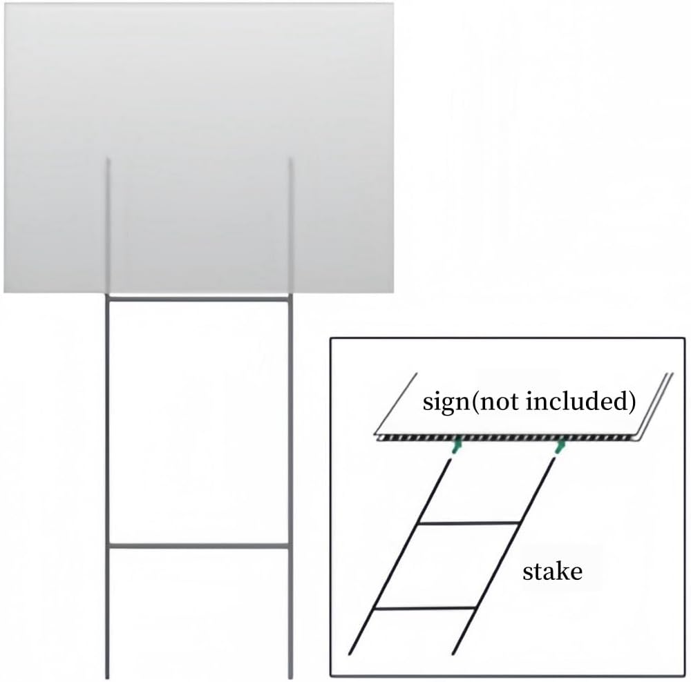 25 Pack Heavy Duty Metal H-Stakes H Frame Wire Stakes, 17'' x 7'' Yard Sign Stake for 4mm Corrugated Signs