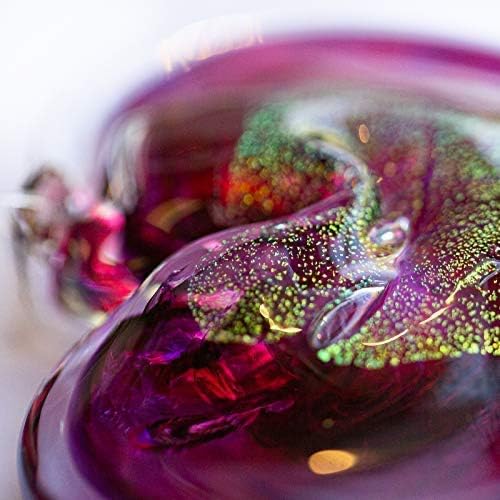 Luke Adams Glass Hanging Hearts – Hand Blown Glass Heart Ornament for Windows or Gifts – Colorful Blown Glass Hearts Decor (June - Alexandrite)