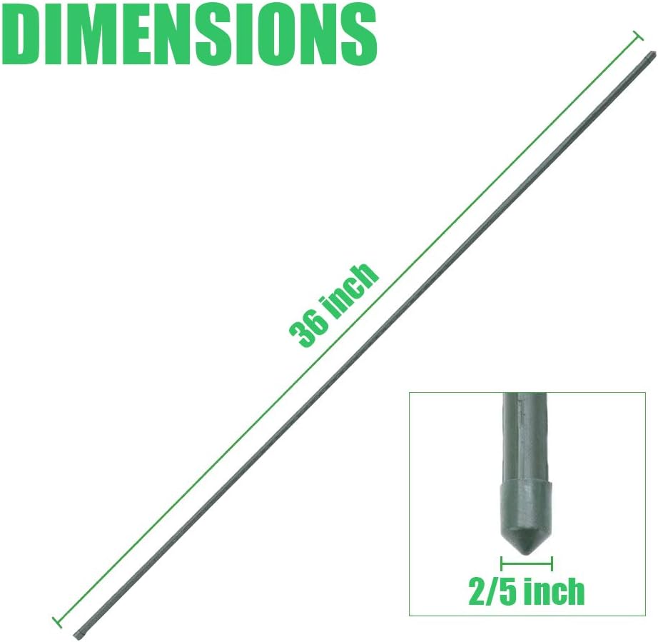 Mininfa Steel Plant Stakes 3 Feet, Plastic Coated Metal Garden Stakes Supports Climbing for Tomatoes, Trees, Beans, 25 Pack