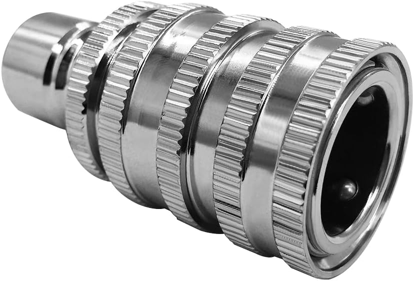 beduan Stainless Garden Hose Quick Connect Fittings Water Hose Connectors 3/4 Inch GHT Disconnect Quick Release (Plating Brass&Nickel on Surface, Set of 2)