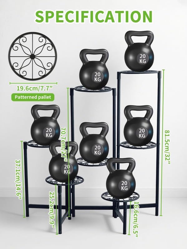 Plant Stand Outdoor 7 Tier Metal Corner Shelf Garden Livingroom Flower Stands for Indoor Plants Black Diamond