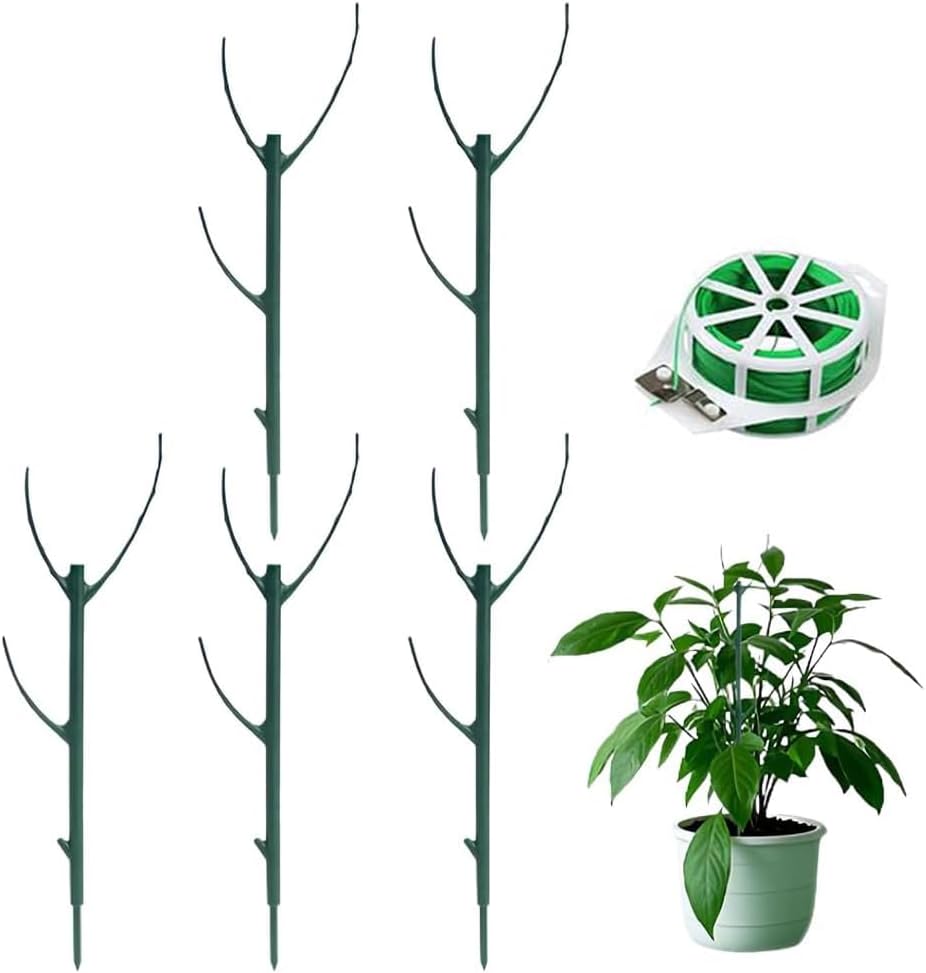 5 Pack Stackable Monstera Plant Support Stakes, Garden Plant Stakes for Indoor and Outdoor Plants, Moss Poles Holder Stick Monstera Plant Stem Supports Structures for Climbing Potted Plants (5 Pack)