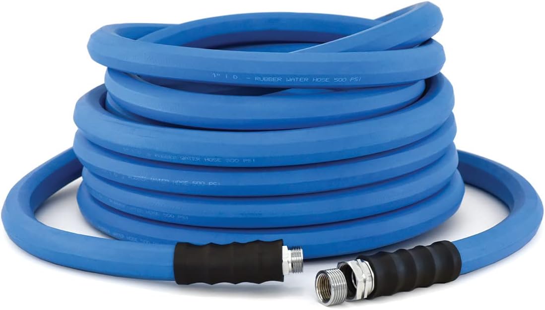 BluSeal Hot/Cold Water Rubber Garden Hose, 100% Rubber, Ultra-Light, Super Strong, 500 PSI, 50F to 190F Degrees, High Strength Polyester Braided (5/8" x 150')