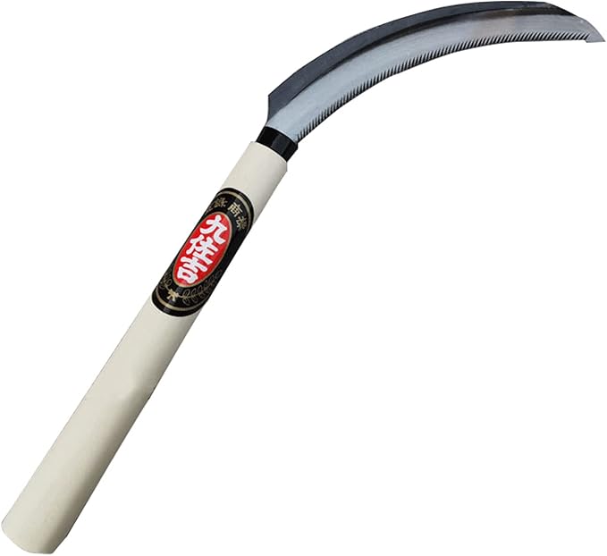 MerceHygea Japanese Weeding Sickle Handheld Steel Grass Weeder, Thick Blade Gardening Quick Work, Beige