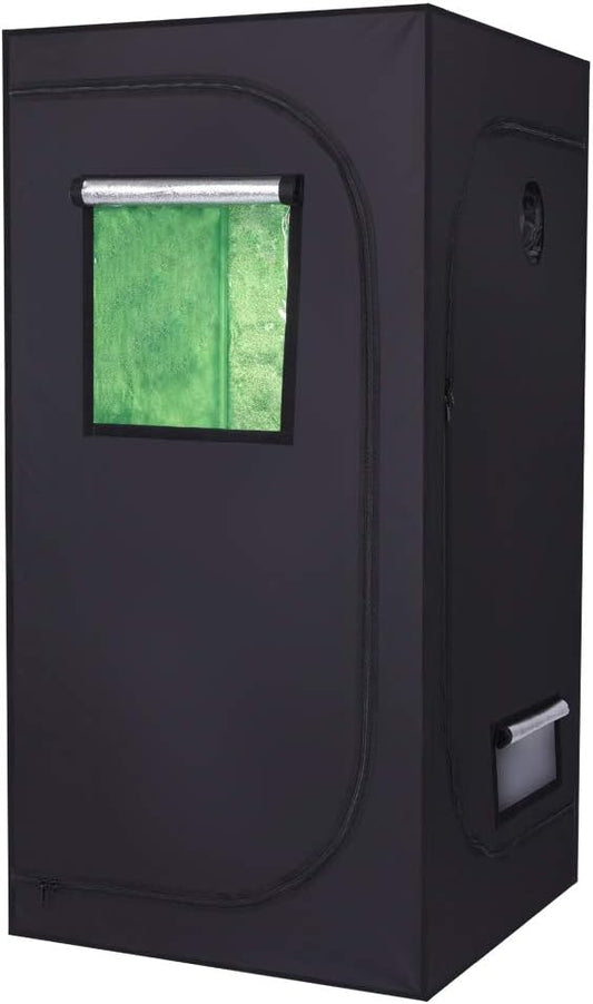 Plant Grow Tent, Black, 90x90x180cm, Indoor Growing with Observation Window and Floor Tray, Oxford Cloth, Eco-friendly Care