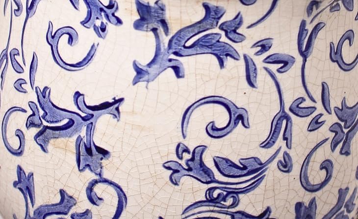 Ceramic Pots for Plants, Vintage Plant Pot with Drainage Hole, 6.11in. Planter for Indoor Plants, Crackle Glaze Finish Flower Pot, Perfect Tuscan Ceramic Planter for Gardening, Blue Swirls