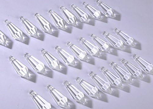 H&D HYALINE & DORA H&D 50pcs 38mm Crystal Icicle Pendant Chandelier Prisms Drops Lamp Candle Holders Curtain DIY Parts(Clear)