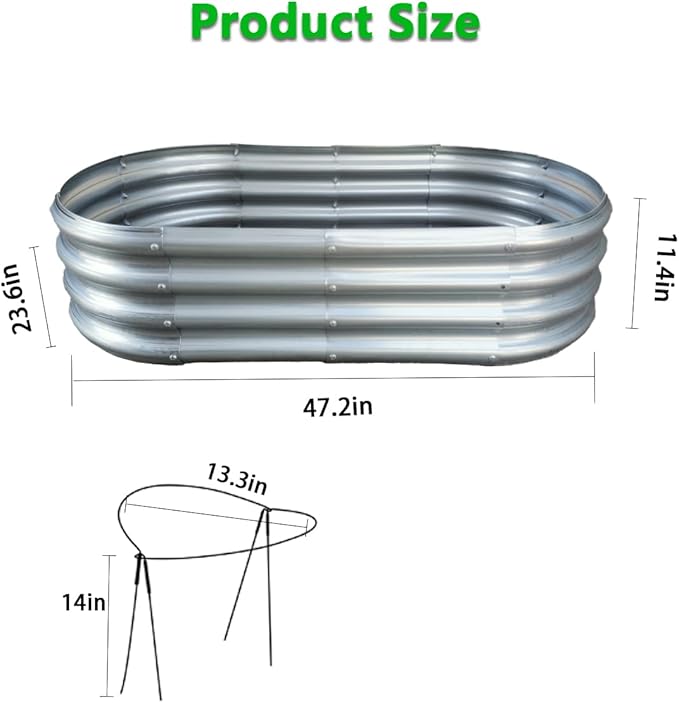 Raised Garden Bed, Outdoor Galvanized Planter Boxes, Galvanized Garden Beds Outdoor with Metal Plant Stakes, Large Raised Garden Stock Tank, Garden Beds for Vegetables Planter 4×2×1ft