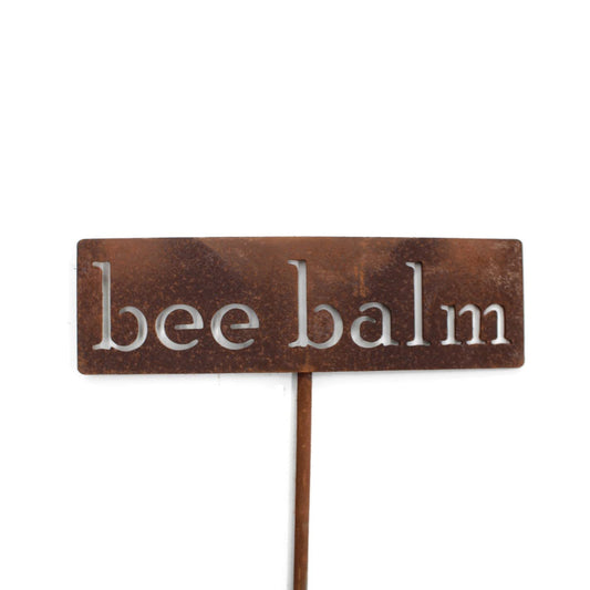 Classic Metal Garden Markers 19 Inches Tall (bee balm, Naturally Rusted)