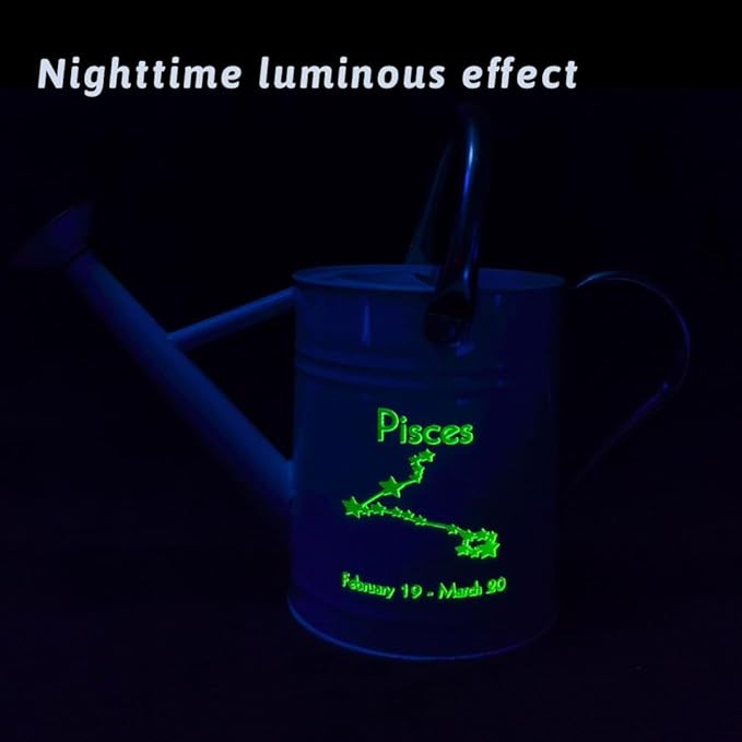 Metal Watering Can for Outdoor and Indoor Plants, Watering Can Decor, 1 Gallon (Pisces)