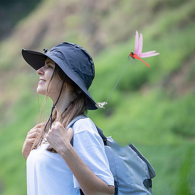 Spiritlele 8 PCS Fake Dragonfly Clip Colorful Hat Clip 3D Dragonfly Garden Decor for Patio Outdoor Indoor