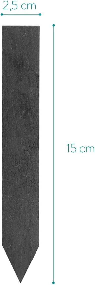 Navaris Slate Plant Labels (10 Pieces) - Set of 10 Natural Garden Markers for Herbs, Pots and Garden - Reusable Tags with Chalk - Size S