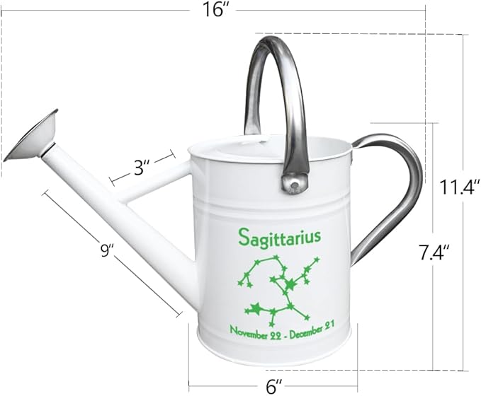 Metal Watering Can for Outdoor and Indoor Plants, Watering Can Decor, 1 Gallon (Sagittarius)