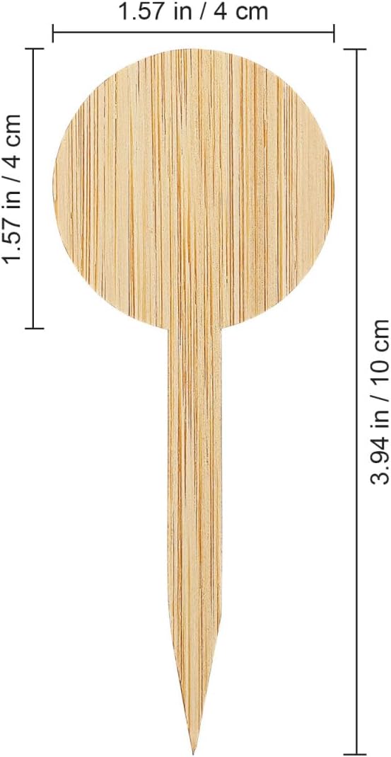 VICASKY 20Pcs Miniature Wooden Plant Labels - Round Head Garden Markers for Flowers, Herbs & Potted Plants, Indoor & Outdoor Decor (3.93 x 1.57 Inch, Wooden Sign Tags)