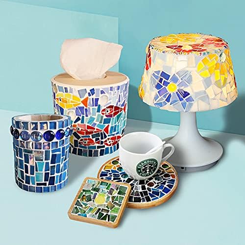 1.1lb Irregular Crystal Mosaic Tiles,Small Mosaic Tile DIY Hobbies Children Handmade Crystal Craft for Crafts Bulk DIY Picture Frames Handmade Jewelry Coaster (White Series)