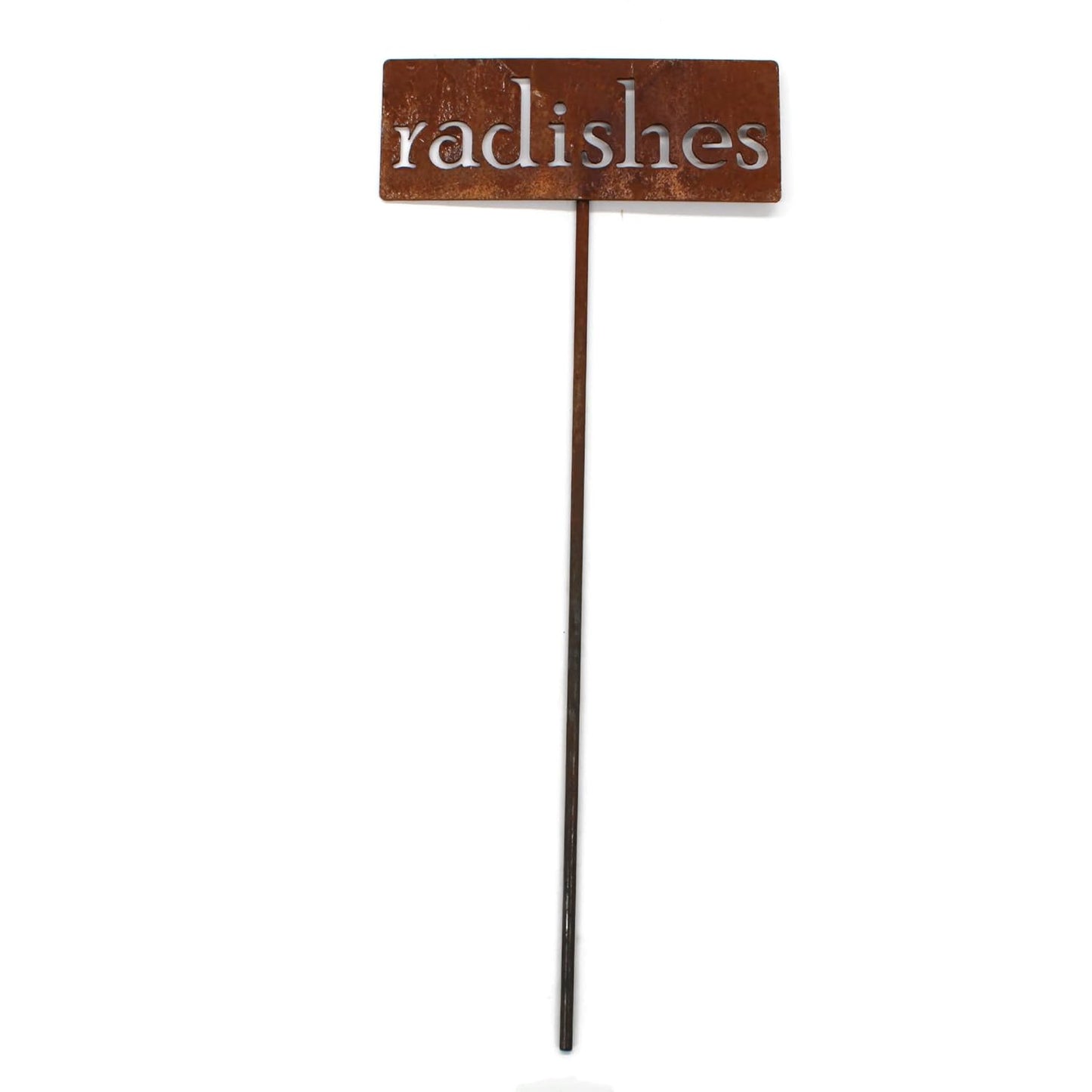 Classic Metal Garden Markers 19 Inches Tall (radishes, Naturally Rusted)