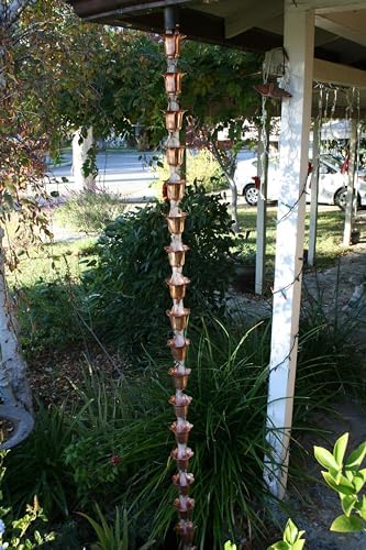 Nutshell Stores Flower Cups Rain Chain - Copper - 13 Feet