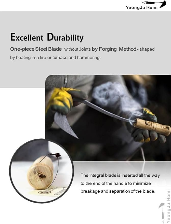 Original Hand Hoe with Hanging Loop & Mini Homi Made by Korean Master Blacksmith Seok NOH-KI (Standard Plus Mini)