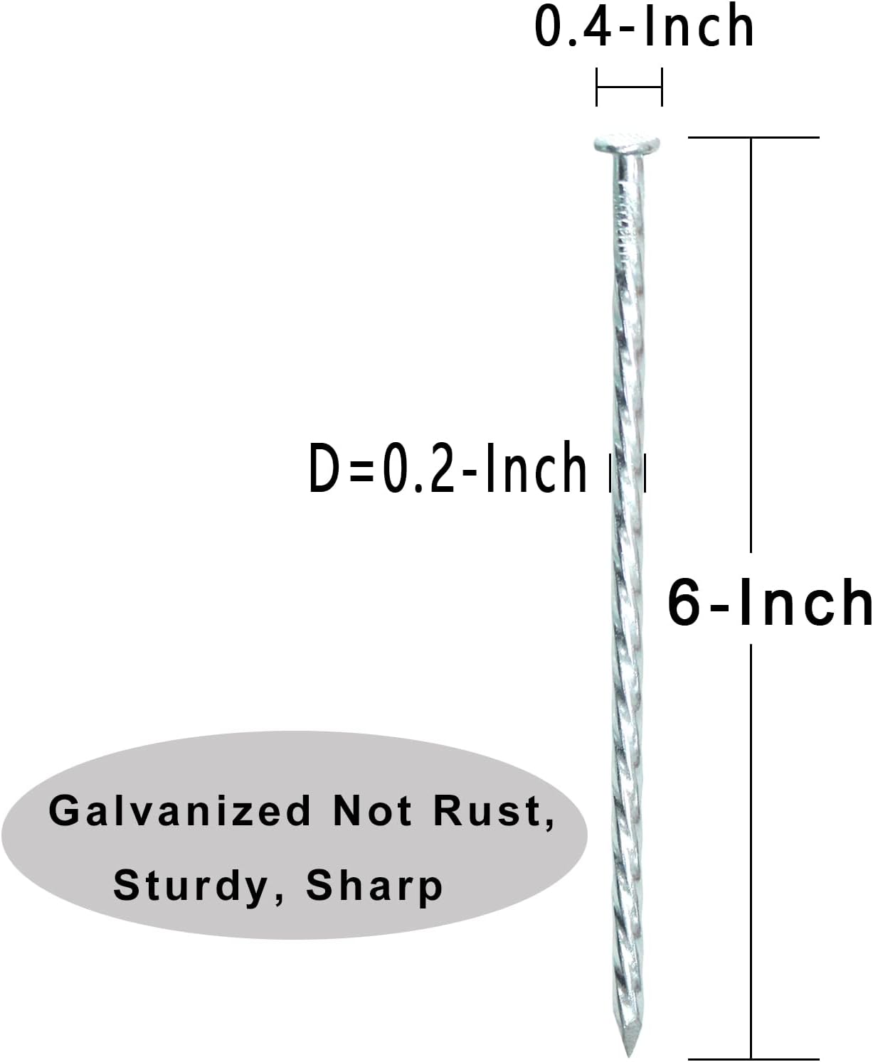 6-Inch Landscape Stakes Spiral Galvanized Landscape Spikes for Weed Barrier, Carpentry, Tent (100)