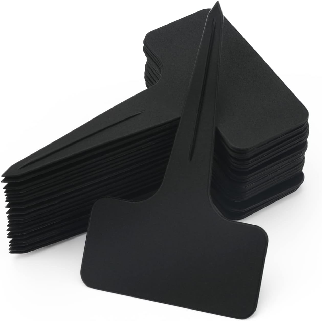 KINGLAKE 100 Pcs Waterproof Thick Plastic Black Plant Tags T Type Nursery Garden Labels