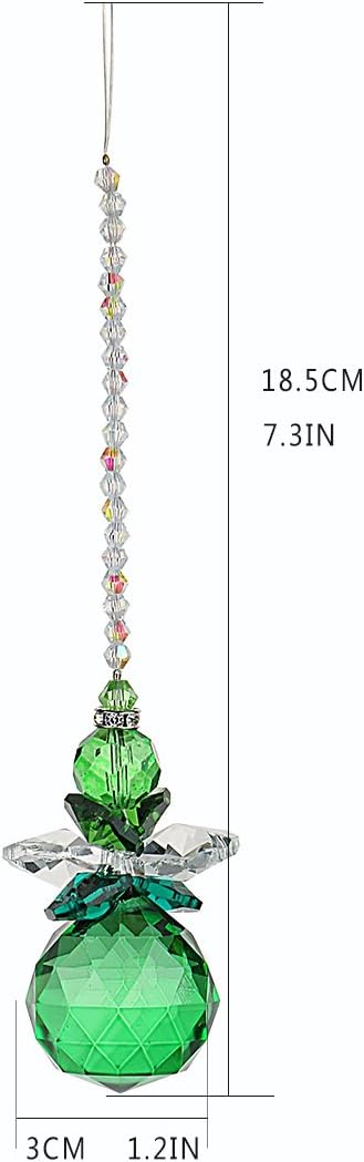 H&D Hanging Crystal Angel Suncatcher Rainbow Maker Guardian Angel Ornament for Home Window Decor (Green)