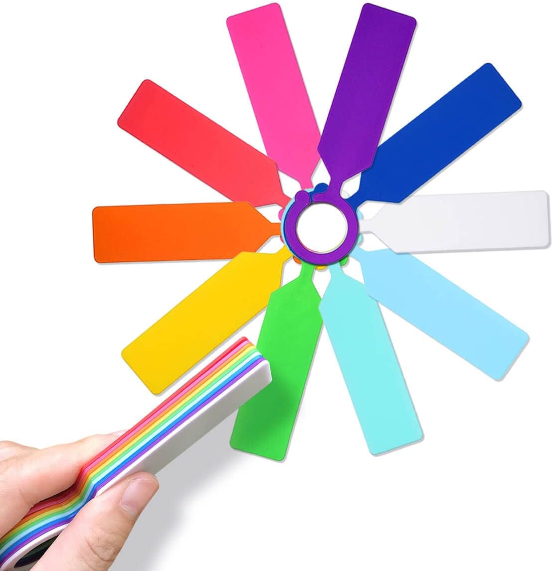 MHY 200 Pcs Thick Plastic Plant Labels - Garden Waterproof Plant Tree Tags - 4.3 inch Color Hanging Plant Markers for Plants, Potted Plants, Nurseries, Trees，Gardening (White)