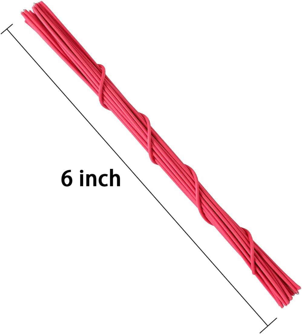 200 Pcs 6 inch Garden Twist Tie, Round Plastic Twist Ties for Plants, Vines and Wrapping Cords or Christmas Tree Gardening Plants Growth and Care, Office Home Cable Organization (Red)
