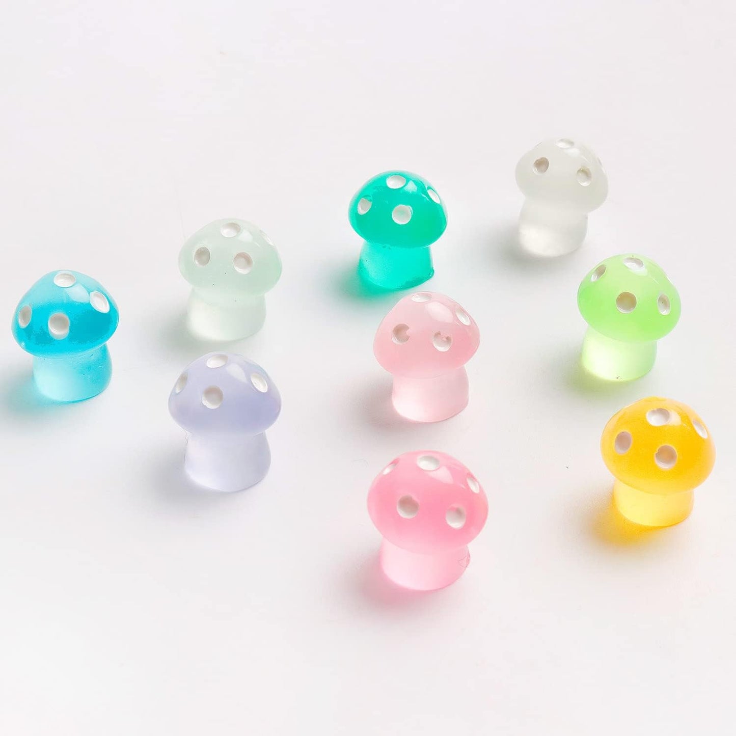 X Hot Popcorn Mini Resin Glow in The Dark Tiny Mushrooms Luminous Mushrooms Decor for Fairy Garden Decoration DIY Craft Micro Landscape 100PCS