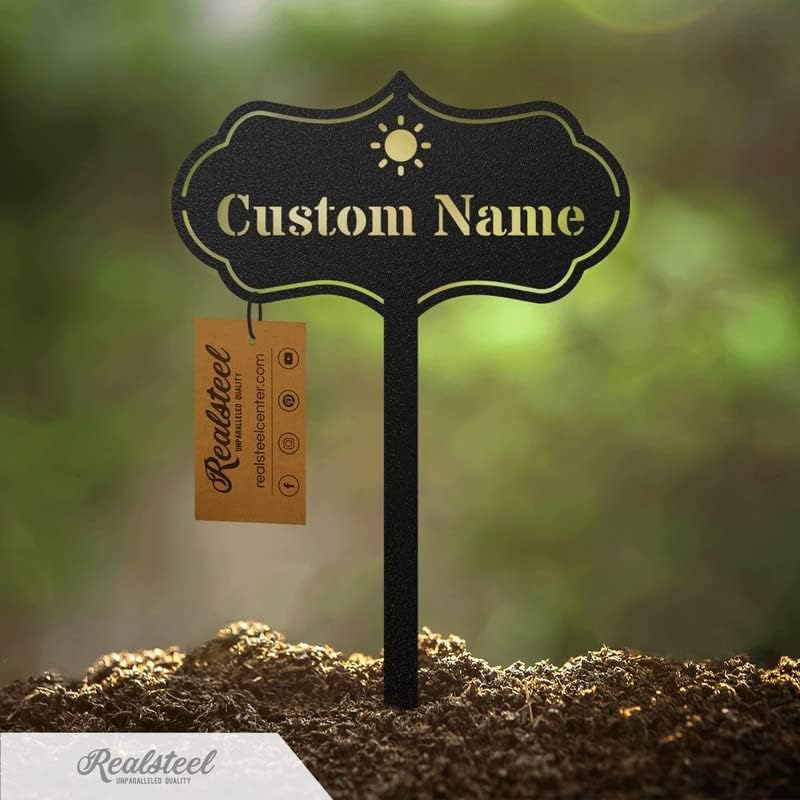 RealSteel – Customizable Seed & Plant Markers - Outdoor Herb Garden Stakes - Elegant Fruit/Vegetable Labels - Steel Plant Tags for Pots - Classy Design for Farmhouse/Greenhouse – Rose Icon