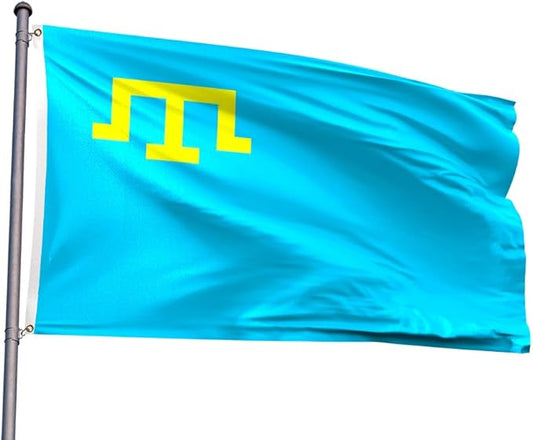 Crimea Tatar Flag 3x5FT Crimean Tatars Polyester Banner With 2 Grommets Fade Resistant Vivid Color For Patriotic Festival Events Party Decoration (Crimean Tatars, 3x5FT)