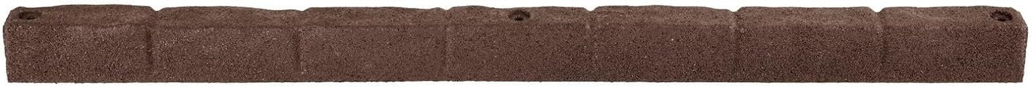 Rubberific 4' Rubber Cobblestone Flexible No Dig Landscape Mulch Border Edging with Anchoring Spikes for Lawns, Gardens, and Flower Beds (6, Brown)
