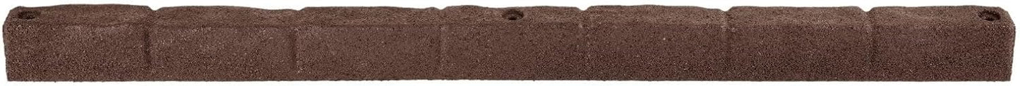Rubberific 4' Rubber Cobblestone Flexible No Dig Landscape Mulch Border Edging with Anchoring Spikes for Lawns, Gardens, and Flower Beds (12, Brown)