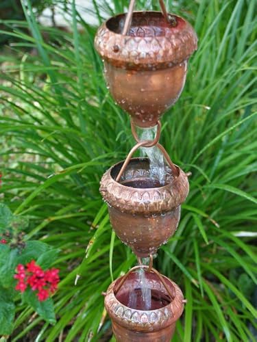 Nutshell Stores Acorn Cups Rain Chain - Copper - 12 Feet