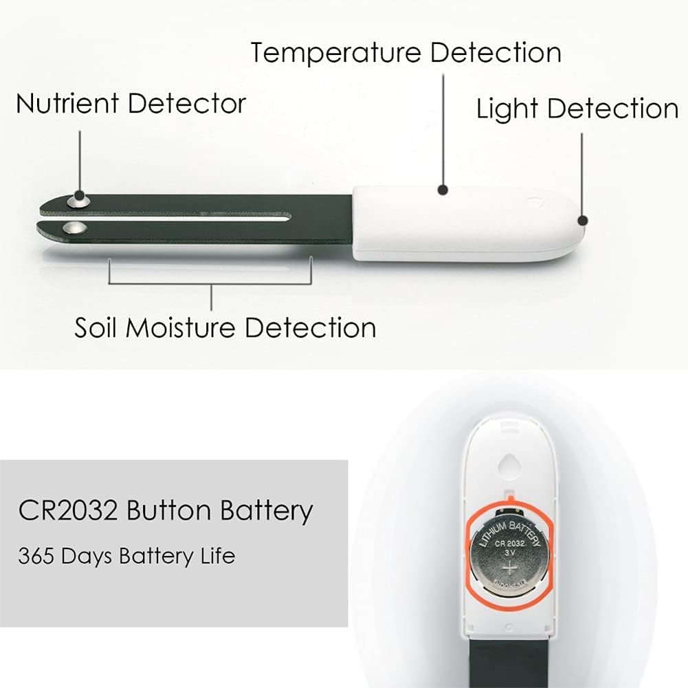 Soil Moisture Meter 4 in 1,Plant Water Monitor,Automatically detect Moisture/Temperature/Light/Fertility,Can Connect to Mobile Phone via Bluetooth,Hygrometer Sensor for Indoor Plants (3pc)