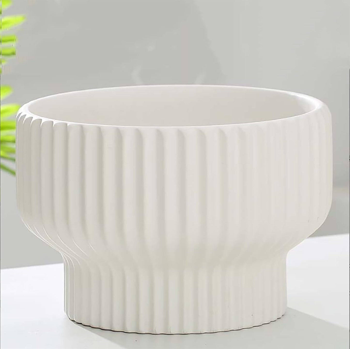 Puoyik 2 Piece Set of Flower Pots 8/6 inches, Ceramic Flower Pots with Drainage Holes, Indoor and Outdoor Plant Flower Planter (7.8/5.9 White)