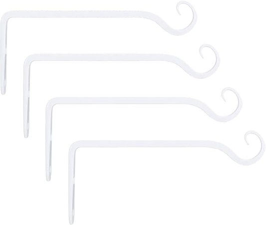 Mkono Hanging Plant Bracket 10 inch Metal Wall Plant Hook Decorative Plant Hanger for Bird Feeders, Planters, Lanterns, Wind Chimes, Home Decor Indoor Outdoor 4 Pack,White