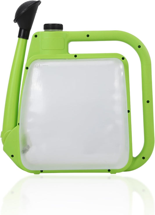 Foldable Transparent Plastic Watering Can 1.6Gal with Spray and Pour Nozzle for Indoor Outdoor Plants,Apple Green