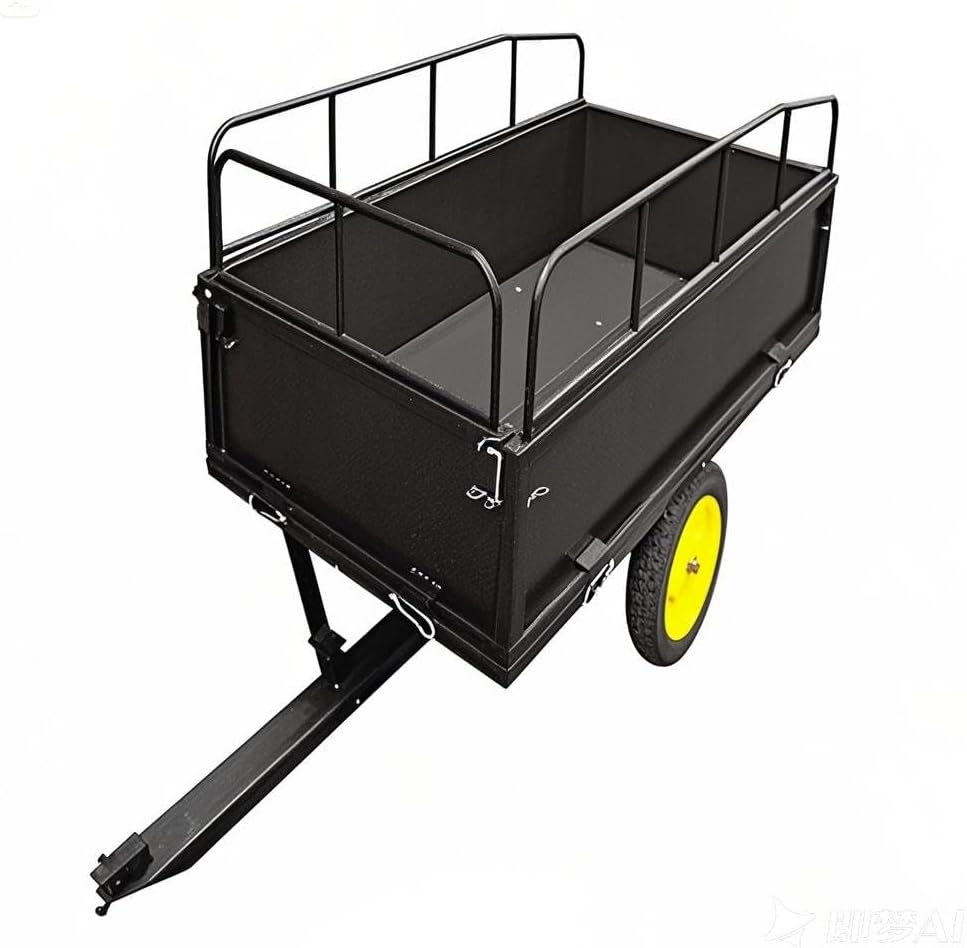 750 Lbs Capacity ATV/UTV Dump Trailer – 15 Cu. Ft. Heavy-Duty Steel Utility Cart with Removable Sides, Universal Hitch, Hand/Foot Lever Dump, for Lawn Tractor & Riding Mower