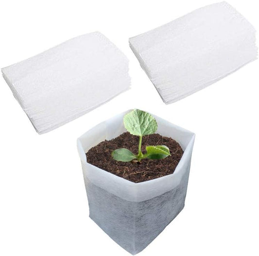 Belit 100 Pcs Nursing Growing Pouch, Garden Grow Bag for High Seedling Survival Rate Planting Plant Flower Seed Starting (7.3"x6.9")